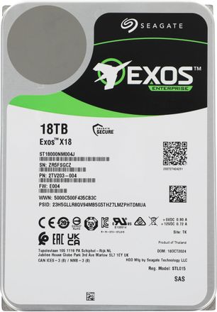 18ТБ Жесткий диск Seagate Exos X18 ST18000NM004J, SAS 3.0, 3.5", 7200об/мин