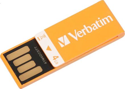 Флеш Диск Verbatim 4Gb CLIP-IT 43913 USB2.0 оранжевый