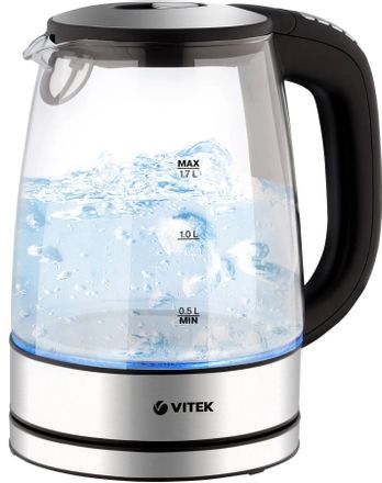 Чайник электрический Vitek VT-8828, 1.7л, стекло/металл