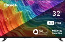 32" Телевизор Digma DM-LED32SBB32, HD, черный, СМАРТ ТВ, YaOS