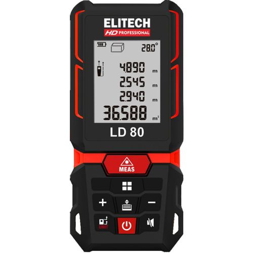 Дальномер Elitech LD 80, 2 класс лазера, 670нм, луч красный [204770]