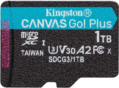 Карта памяти microSDXC UHS-I U3 Kingston Canvas Go! Plus 1024 ГБ, 170 МБ/с, Class 10, SDCG3/1TBSP,  1 шт., без адаптера