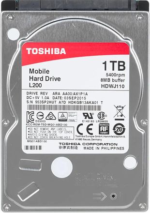Жесткий диск Toshiba L200 HDWJ110UZSVA,  1ТБ,  HDD,  SATA II,  2.5"