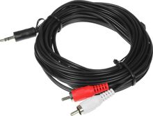 Изображение товара Кабель аудио NingBo JAAC010-5 с 2хRCA и Jack 3.5, 5м, черный