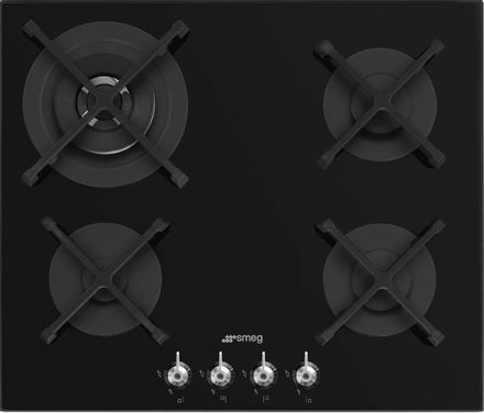 Газовая варочная панель SMEG Classica PV364N, 4 конфорки, закаленное стекло, черный