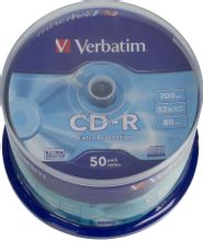 Оптический диск CD-R Verbatim 700МБ 52x, 50шт., cake box [43351