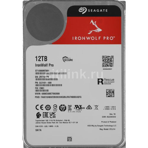 Жесткий диск Seagate Ironwolf Pro ST12000NT001, 12ТБ, HDD, SATA III, 3.5"