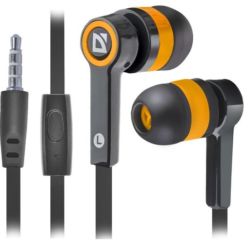 Наушники Defender Pulse 420, 3.5 мм, внутриканальные, черный/оранжевый [63420]