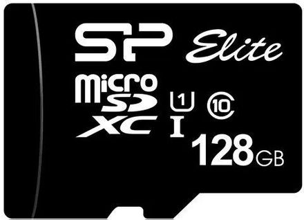 Карта памяти microSDXC UHS-I U1 Silicon Power Elite 128 ГБ, 100 МБ/с, Class 10, SP128GBSTXBV1V20, 1 шт., без адаптера