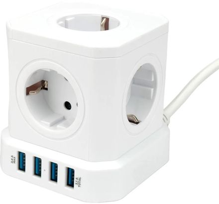 Сетевой фильтр PREMIER PCSTW-5-U4-W-2, 2м, черный