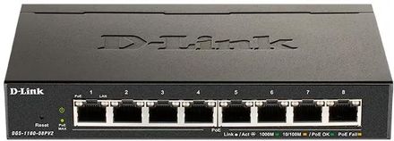 Коммутатор D-Link DGS-1100-08PV2/A4A, настраиваемый, 8 RJ-45, 10/100/1000 Мбит/с