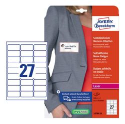 Этикетки Avery Zweckform L4784-20, для лазерной печати, 20л, 120г/м2, белый, 63.5мм х 29.6мм, 27шт, фактура ацетатный шелк
