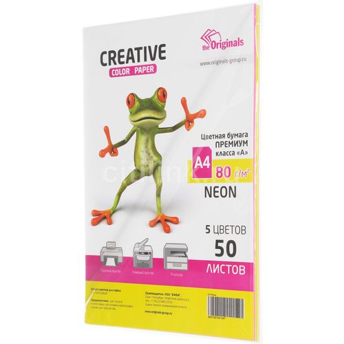 Бумага Creative A4, офисная, 50л, 80г/м2, радуга неон (5цветов) [бнpr-50r]