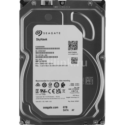 6ТБ Жесткий диск Seagate Skyhawk ST6000VX008, SATA III, 3.5", 5400об/мин