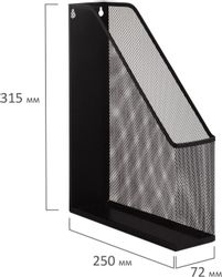 Лоток вертикальный BRAUBERG Germanium,  250x72x315,  металл сетка,  черный