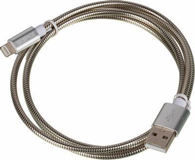 Кабель  Lightning (m) -  USB (m),  1м,  в оплетке,  2.4A,  серебристый