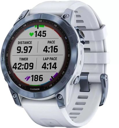Смарт-часы Garmin Fenix 7,  47мм,  1.3",  белый/синий [010-02540-25]
