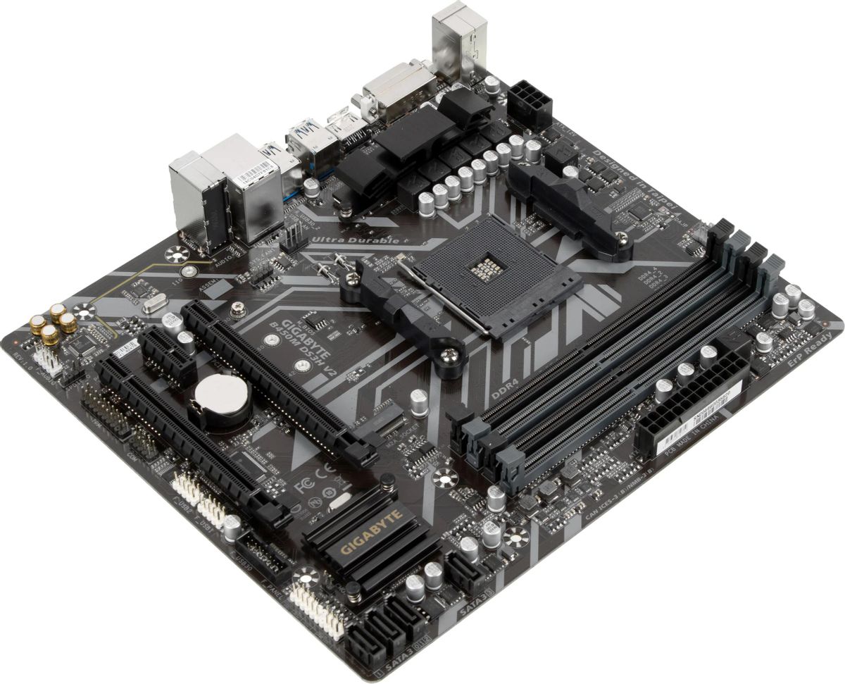 Характеристики Материнская плата GIGABYTE B450M DS3H V2, SocketAM4, AMD  B450, mATX, Ret (1429279) смотреть в СИТИЛИНК