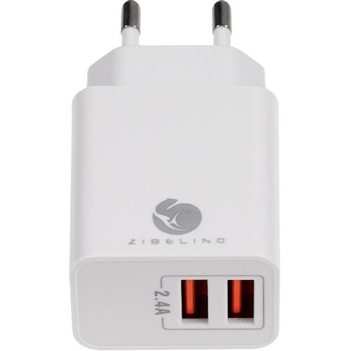Сетевое зарядное устройство ZIBELINO MC-2UA, 2xUSB-A, 12Вт, 2.4A, белый [zc-mc-2ua-2.4a-wht]