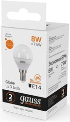 Упаковка ламп LED GAUSS E14,  шар, 12Вт, 10 шт.