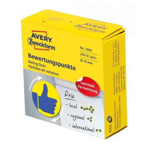 Этикетки Avery Zweckform 3861, универсальная, 70г/м2, желтый, 250шт