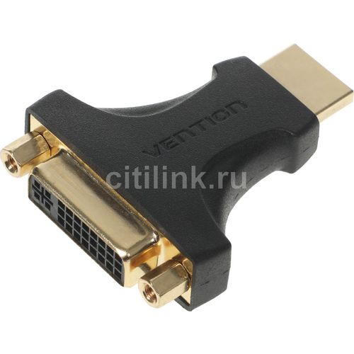 Переходник видео VENTION AIKB0, HDMI (m) — DVI-D (m), ver 1.4, GOLD, черный