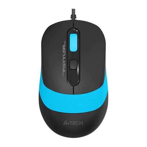 Мышь проводная A4TECH Fstyler FM10, оптическая, USB, 1600dpi, черный и синий [fm10 blue]