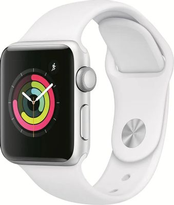 Смарт-часы Apple Watch Series 3 38мм,  серебристый / белый [mtey2ru/a]