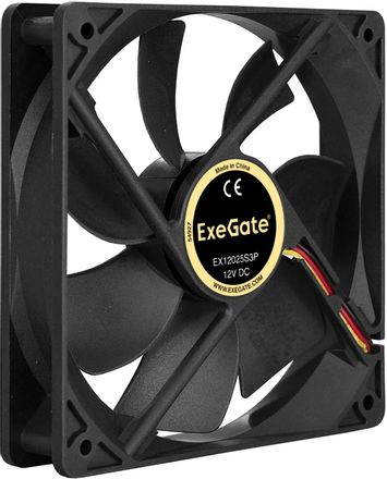 Вентилятор EXEGATE EX166176RUS 120мм, 3-pin, 1500об/мин, 24 дБ, черный, OEM
