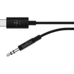 Кабель Belkin F7U079bt03-BLK, USB Type-C (m) (прямой) - Jack 3.5 (m) (прямой), черный