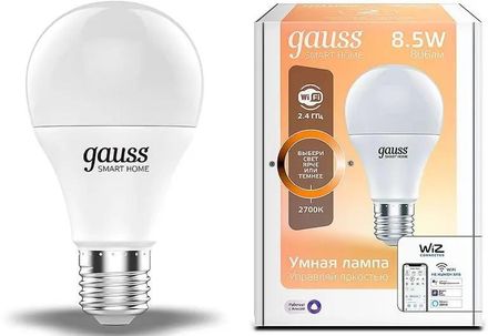 Умная лампа GAUSS Smart Home E27 белая 8.5Вт 806lm Wi-Fi (1шт) [1050112]