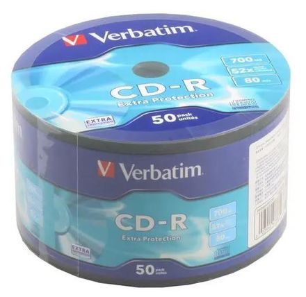 Оптический диск CD-R Verbatim 700МБ 52x, 50шт., bulk [43787]