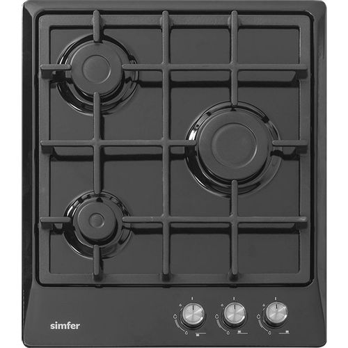 Газовая варочная панель Simfer H45V30B416, 3 конфорки, закаленное стекло, черный