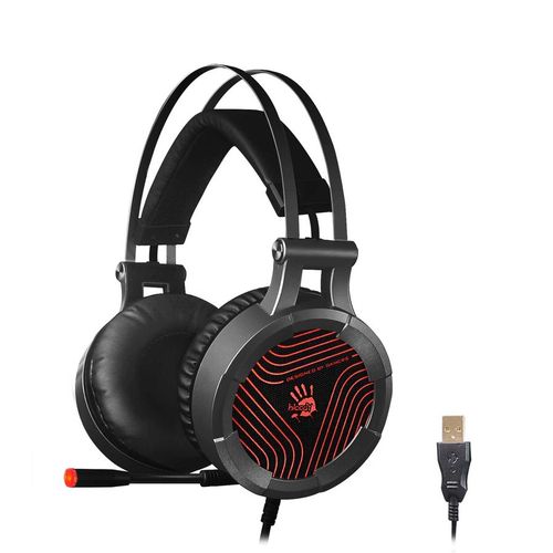 Гарнитура игровая A4TECH Bloody G530, для компьютера, мониторные, проводные, черный / серый [g530 (grey) usb]