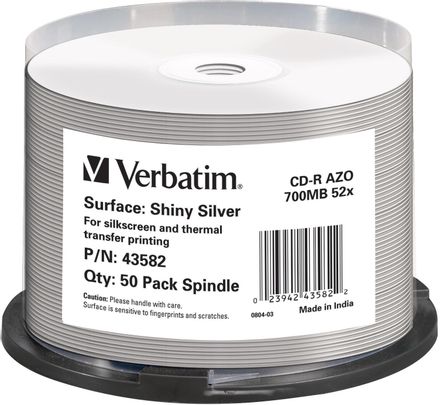 Оптический диск CD-R Verbatim 700МБ 52x, 50шт., cake box, printable [43582]