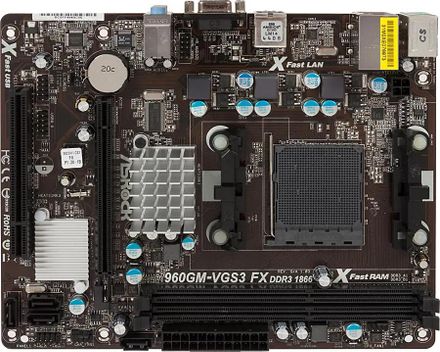 Материнская плата ASRock 960GM-VGS3 FX, SocketAM3+, AMD 760G, mATX, BULK