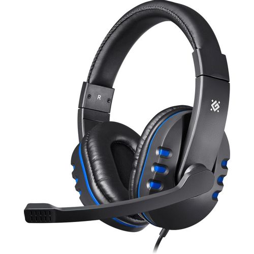 Гарнитура игровая Defender Warhead G-160, для компьютера и игровых консолей, накладные, проводные, черный / синий [64118]