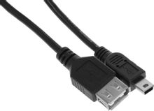Изображение товара Кабель OTG Buro USB A(f) (прямой) -  mini USB B (m) (прямой),  0.2м,  черный [otg_mini]