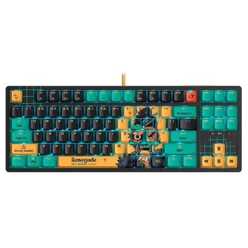 Клавиатура A4TECH Bloody AT87 Renegade, проводная, USB, оптомеханическая, черный/зеленый