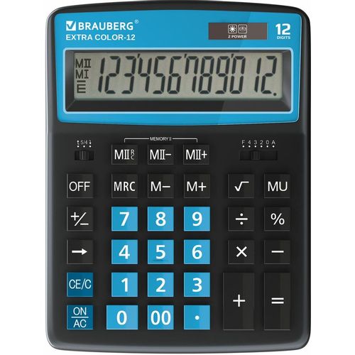 Калькулятор BRAUBERG Extra, 250476, 12-разрядный, голубой