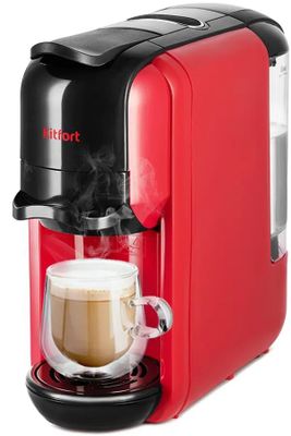 Капсульная кофеварка KitFort КТ-7403, 1450Вт, цвет: красный