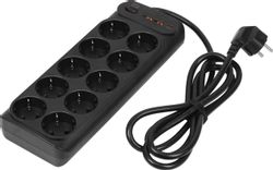 Сетевой фильтр POWERCOM SP-10 USB2A1СB 3,0м, 3.0м, черный