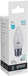 Упаковка ламп LED GAUSS E27, свеча, 6Вт, 10 шт.