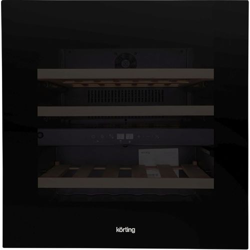 Винный шкаф Korting KFW 604 DB GN, вместимость: 30 бутылок, 59.5см, черный