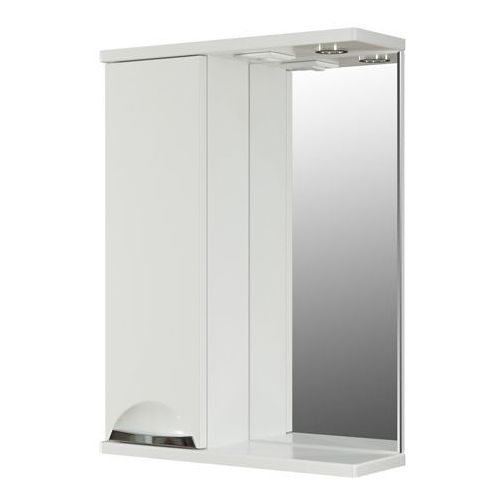 Шкаф MIXLINE Этьен 65 правое с подсветкой, с зеркалом, подвесной, 650х692х190 мм, белый [529940] MIXLINE