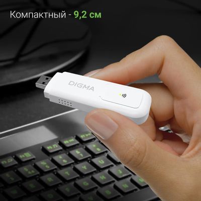Модем Digma Dongle Wi-Fi DW1960 3G/4G, внешний, белый [dw1960wh ...