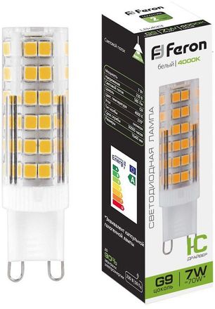 Упаковка ламп LED FERON G9,  капсульная, 7Вт, LB-433, 10 шт. [25767-10]