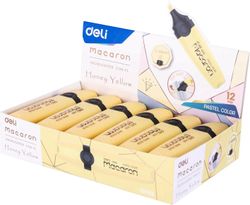 Текстовыделитель Deli Macaron EU356-YL, скошенный наконечник, линия 1-5 мм, желтый пастельный