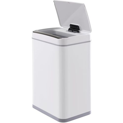Ведро для мусора TESLER STB-33, 30л, пластик, прямоугольная, сенсорная крышка, белый [stb-33 white]