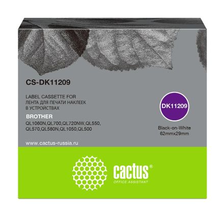 Картридж Cactus CS-DK11209, DK-11209, черный шрифт, белый фон, CS-DK11209